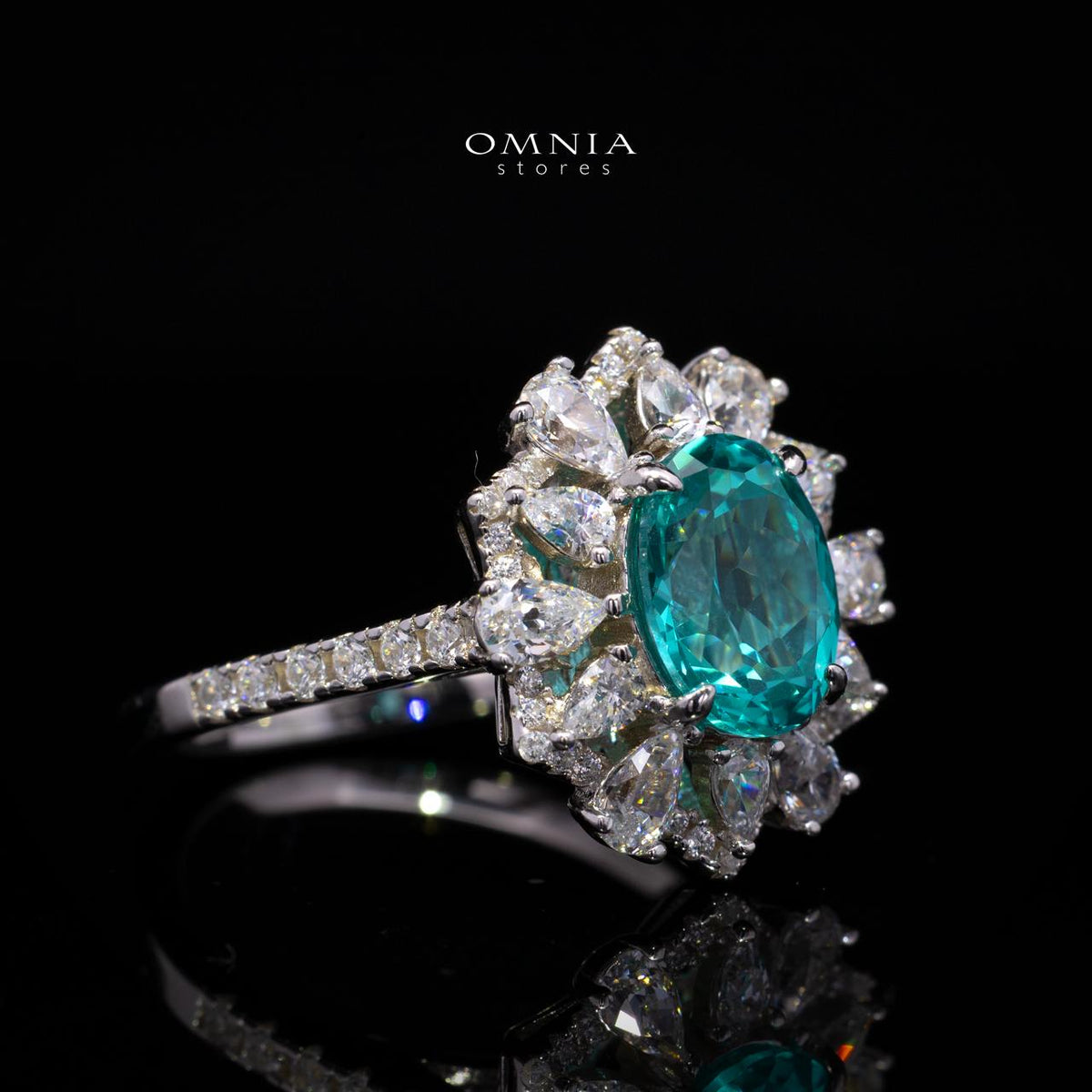 Rachel Lab-Grown Paraiba Ring with GRC Certificate, Oval 6x8mm in 925 Sterling Silver