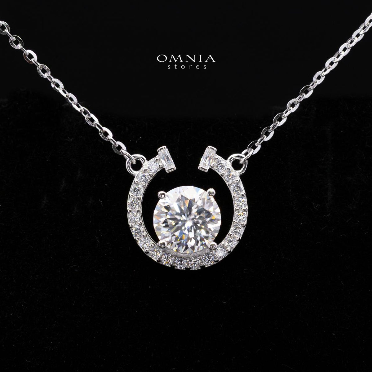 Stormi White Moissanite Halo Pendant Necklace and Stud Earrings Set in 925 Sterling Silver