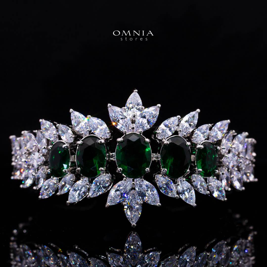 Omnia Buthaina Green Bridal Full Set High Quality Simulated Diamonds