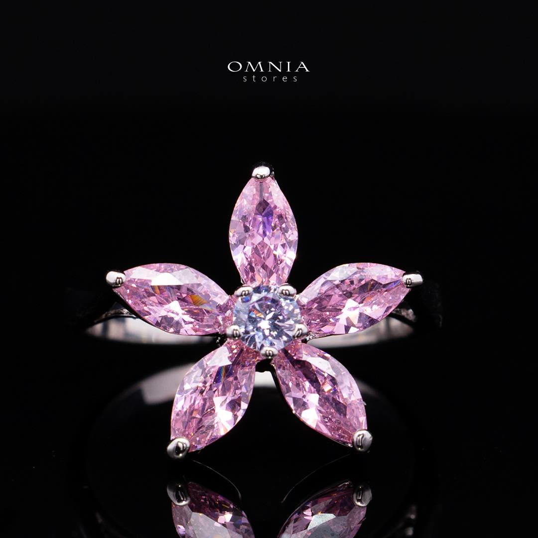 Omnia Yusra Pink and Purple Bridal Full Set in High Quality Simulated Diamonds Premium Rhodium Plated