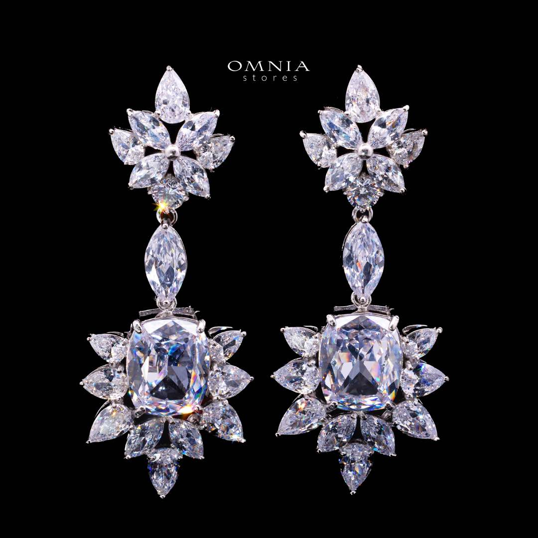 Omnia Medusa Earring In 925 Silver High Quality White Zircon Stone in Rhodium Plated - OMNIASTORES UAE