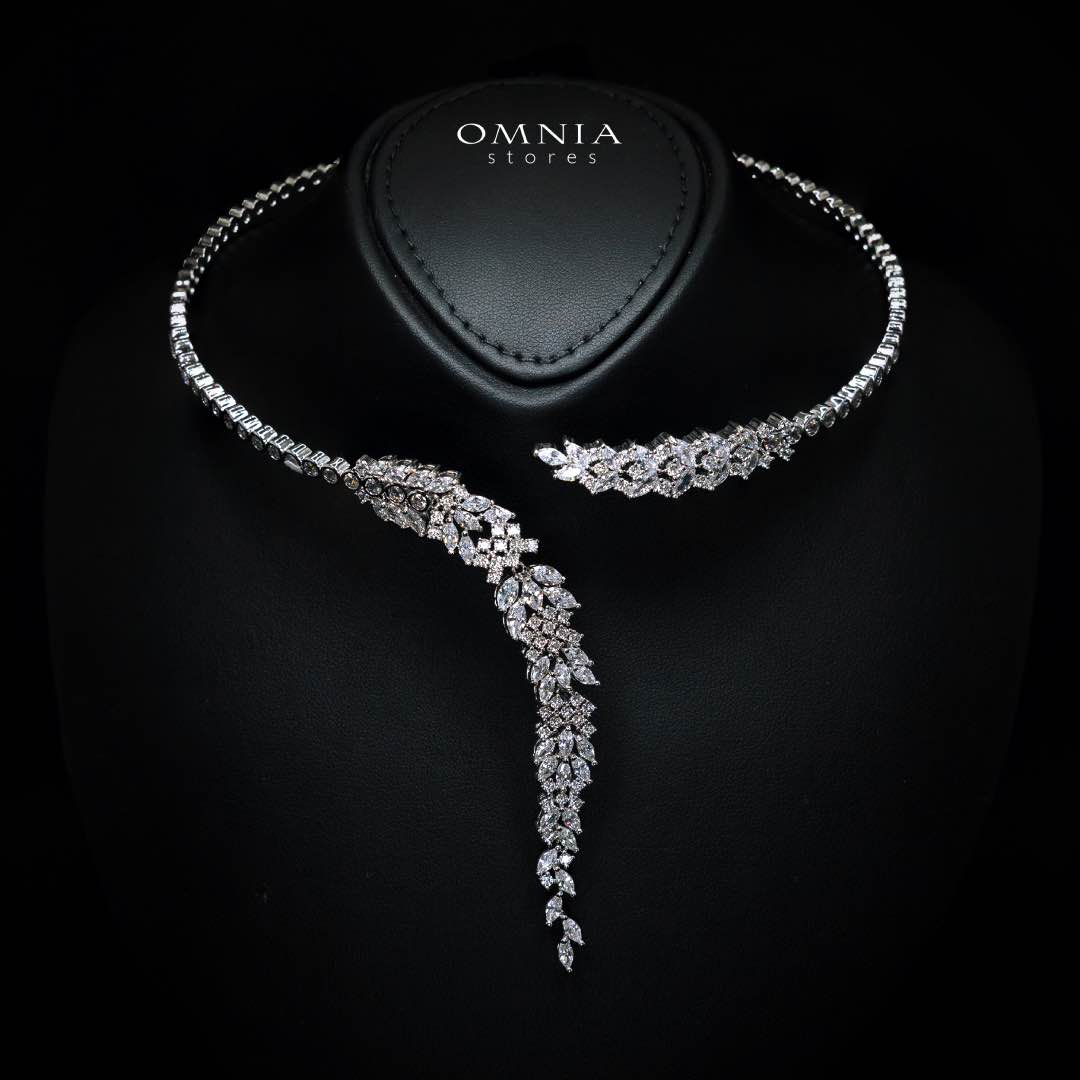 Omnia Nidaa Luxury Bridal Full Set High Quality Simulated Diamonds Premium Rhodium Plated - OMNIASTORES UAE