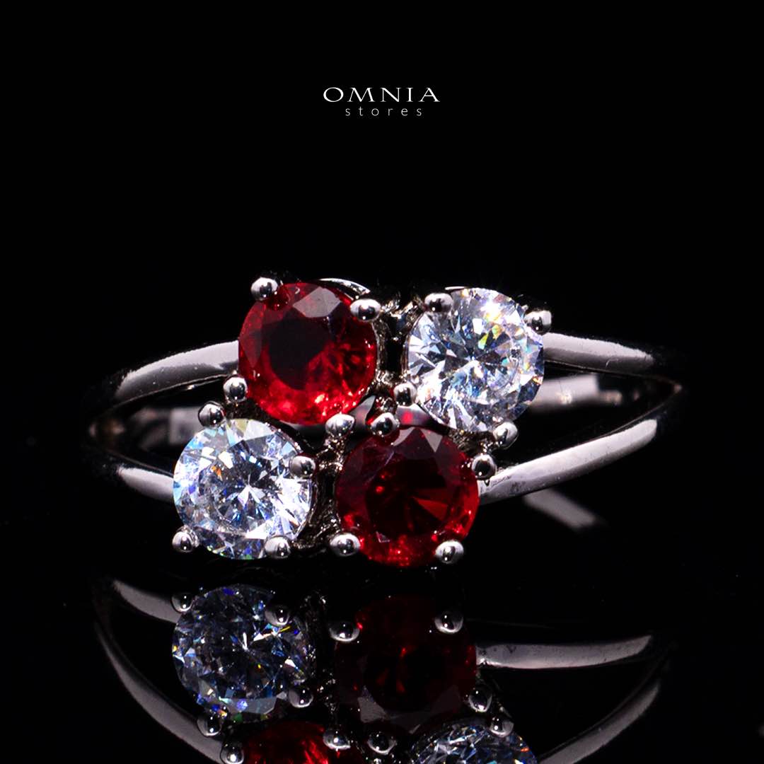 Omnia Hessa Red and White Luxury Bridal Full Set in High Quality Simulated Diamonds