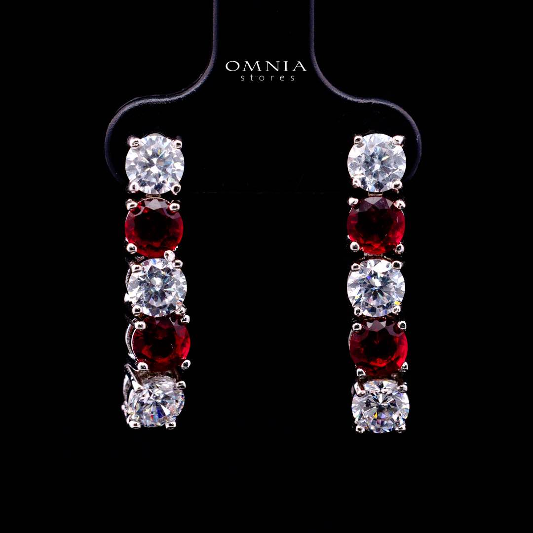 Omnia Hessa Red and White Luxury Bridal Full Set in High Quality Simulated Diamonds