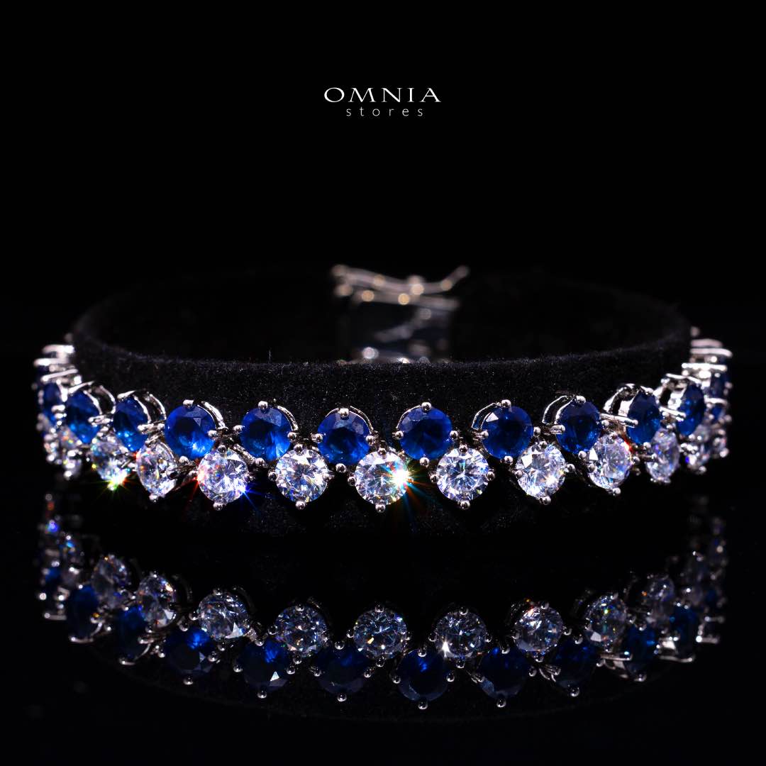 Omnia Hessa Blue and Whte Luxury Bridal Full Set in High Quality Simulated Diamonds (16cm only available in KSA)