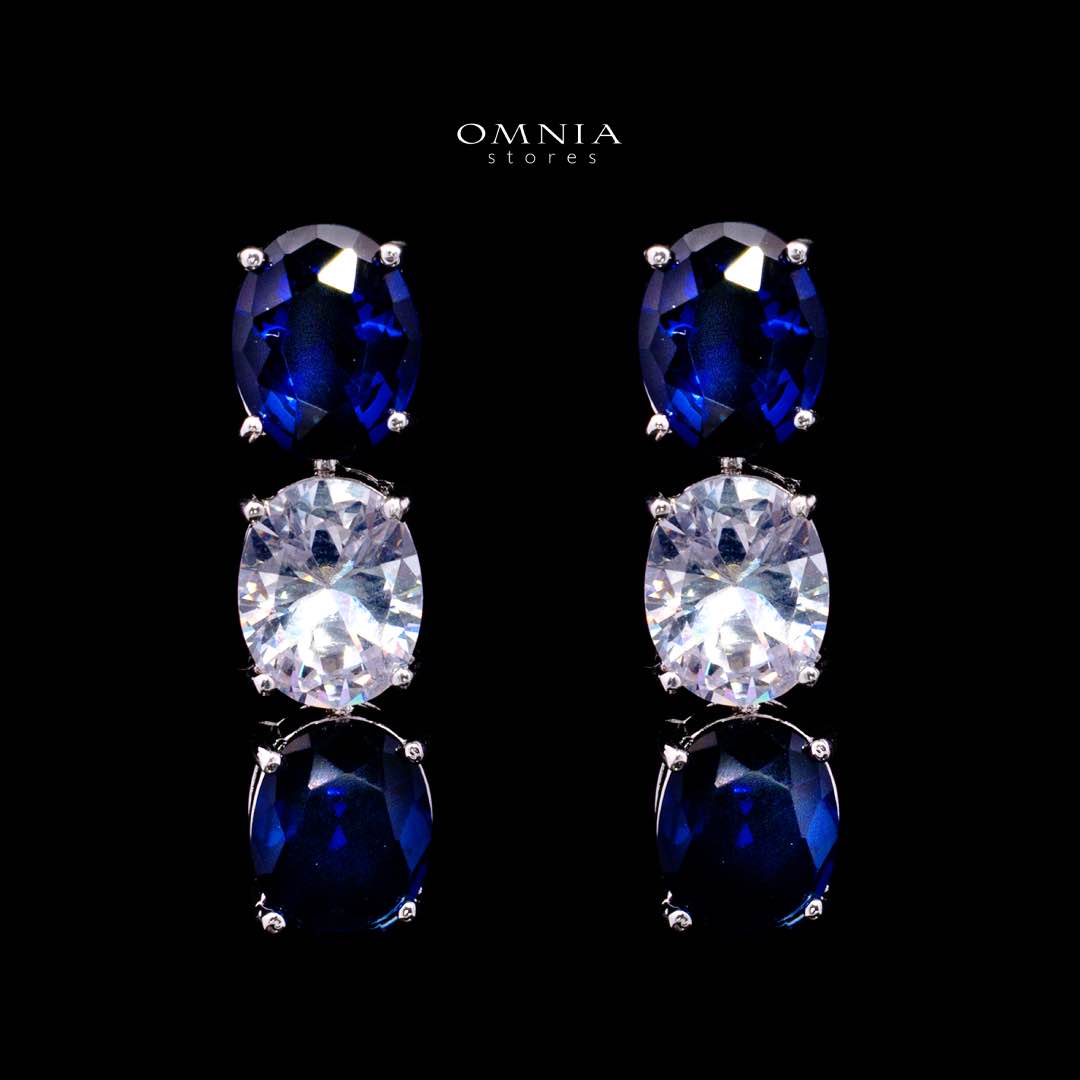 Omnia Gemma Blue Bridal Full Set in High Quality Simulated Diamonds Premium Rhodium Plated - OMNIASTORES UAE