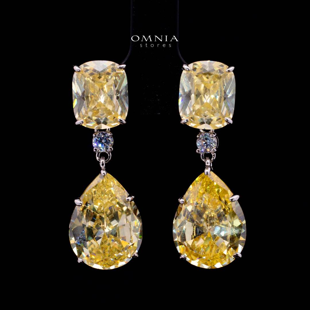 Omnia Audrey Yellow Bridal Full Set in High Quality Simulated Diamonds Premium Rhodium Plated