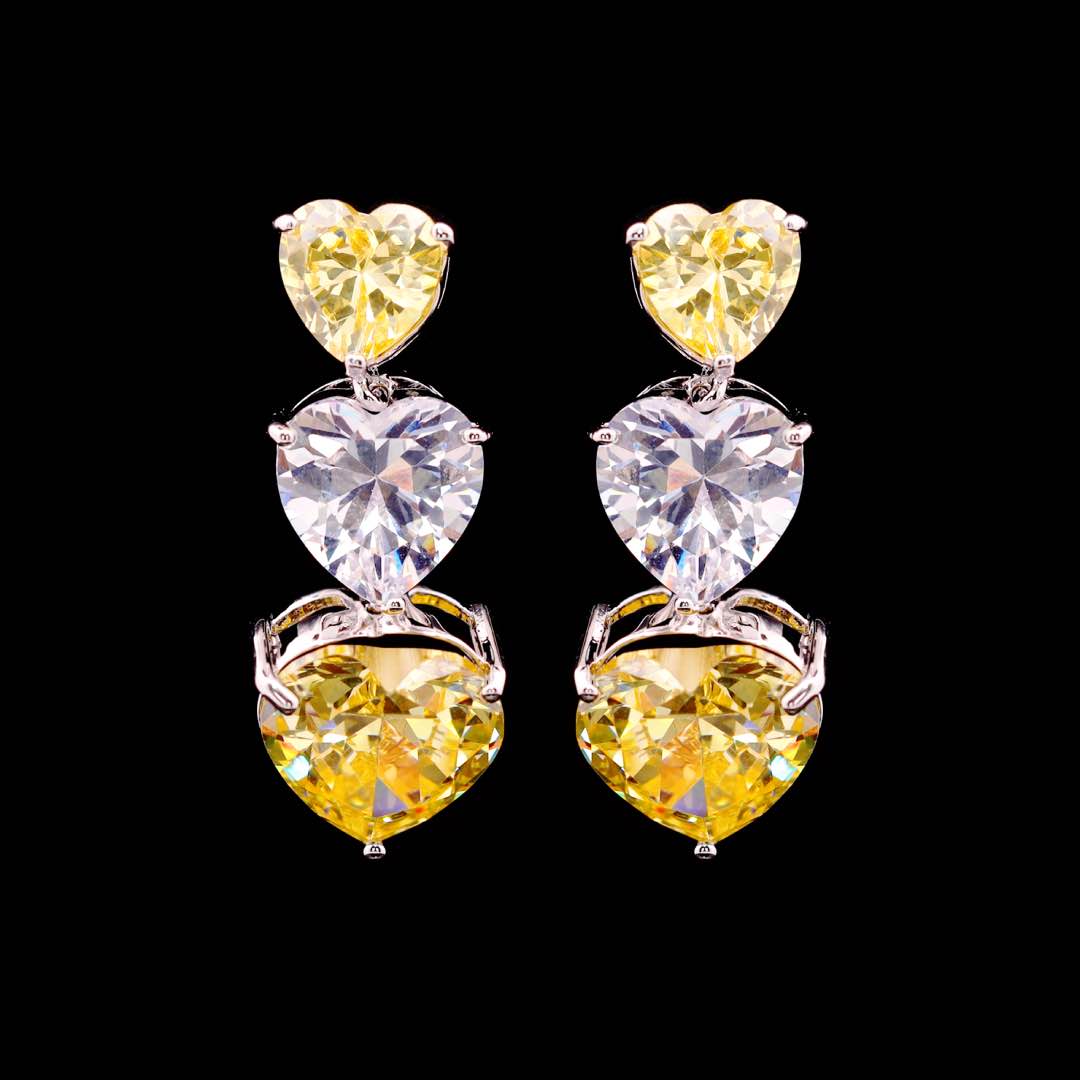 Omnia Donatella Yellow Luxury Bridal Full Set with Heart-Cut High Quality Simulated Diamonds Premium Rhodium Plated - OMNIASTORES UAE