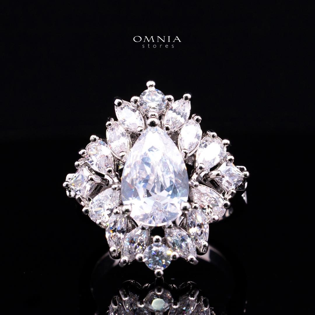 Omnia Suhana White Bridal Full Set in High Quality Simulated Diamonds Premium Rhodium Plated