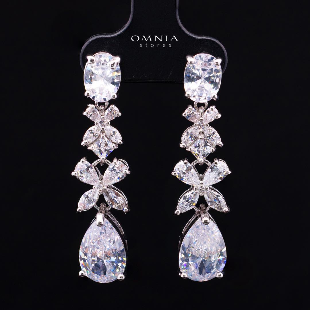 Omnia Suhana White Bridal Full Set in High Quality Simulated Diamonds Premium Rhodium Plated