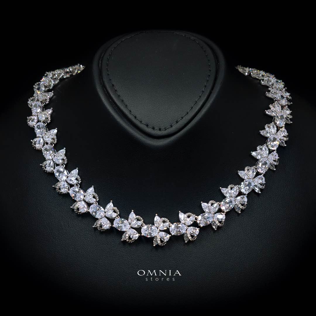 Omnia Muna White Bridal Full Set in High Quality Simulated Diamonds