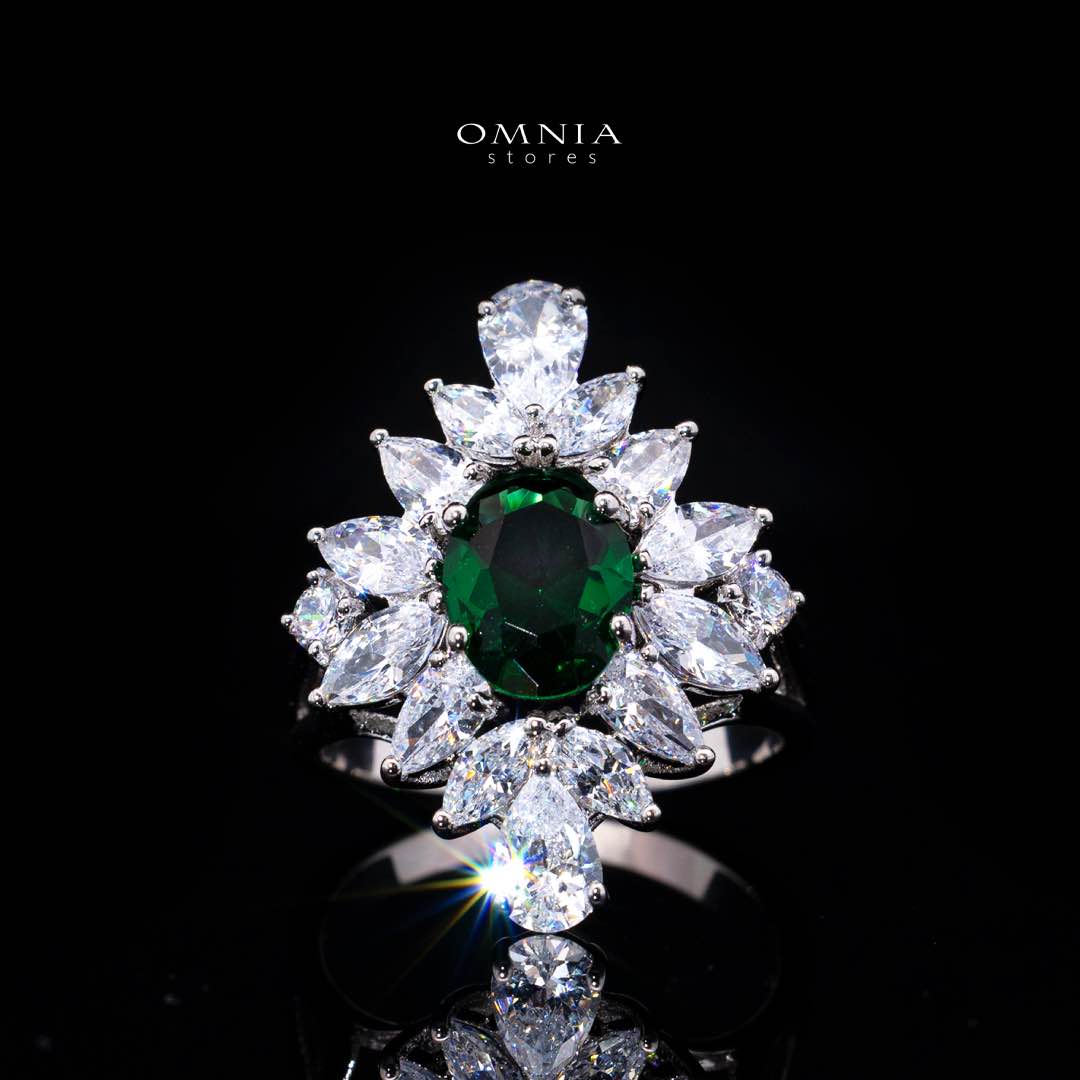 Omnia Muna Green Bridal Full Set in High Quality Simulated Diamonds