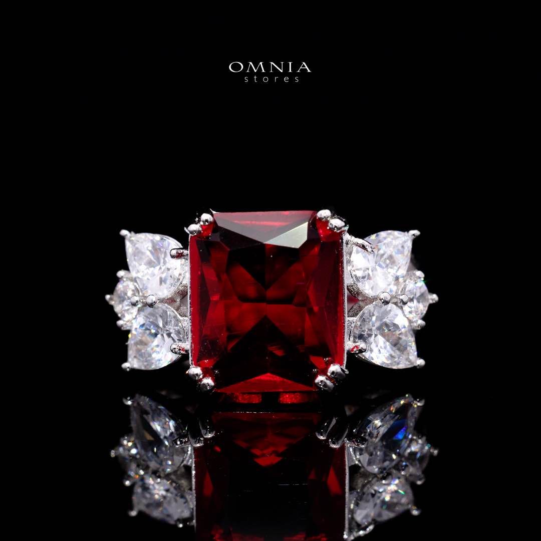 Omnia Amelia Red Bridal Full Set in High Quality Simulated Diamonds Premium Rhodium Plated - OMNIASTORES UAE