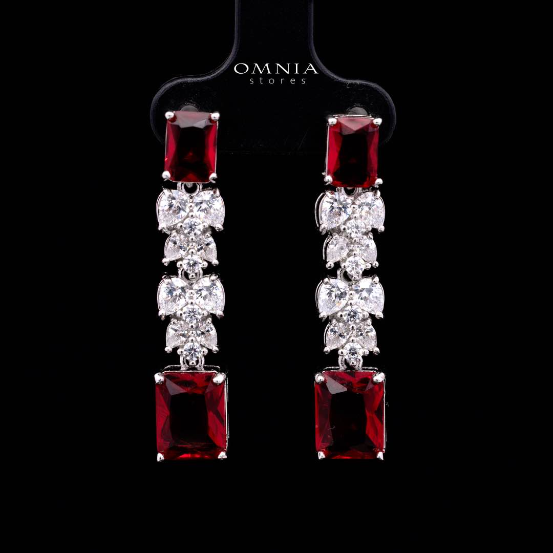 Omnia Amelia Red Bridal Full Set in High Quality Simulated Diamonds Premium Rhodium Plated - OMNIASTORES UAE