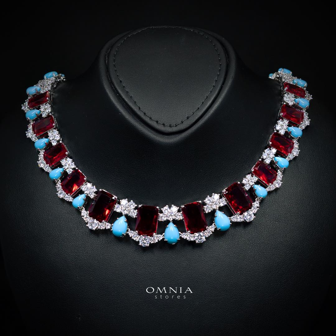 Omnia Malia Full Set Accessories in High Quality Simulated Diamonds Premium Rhodium Plated