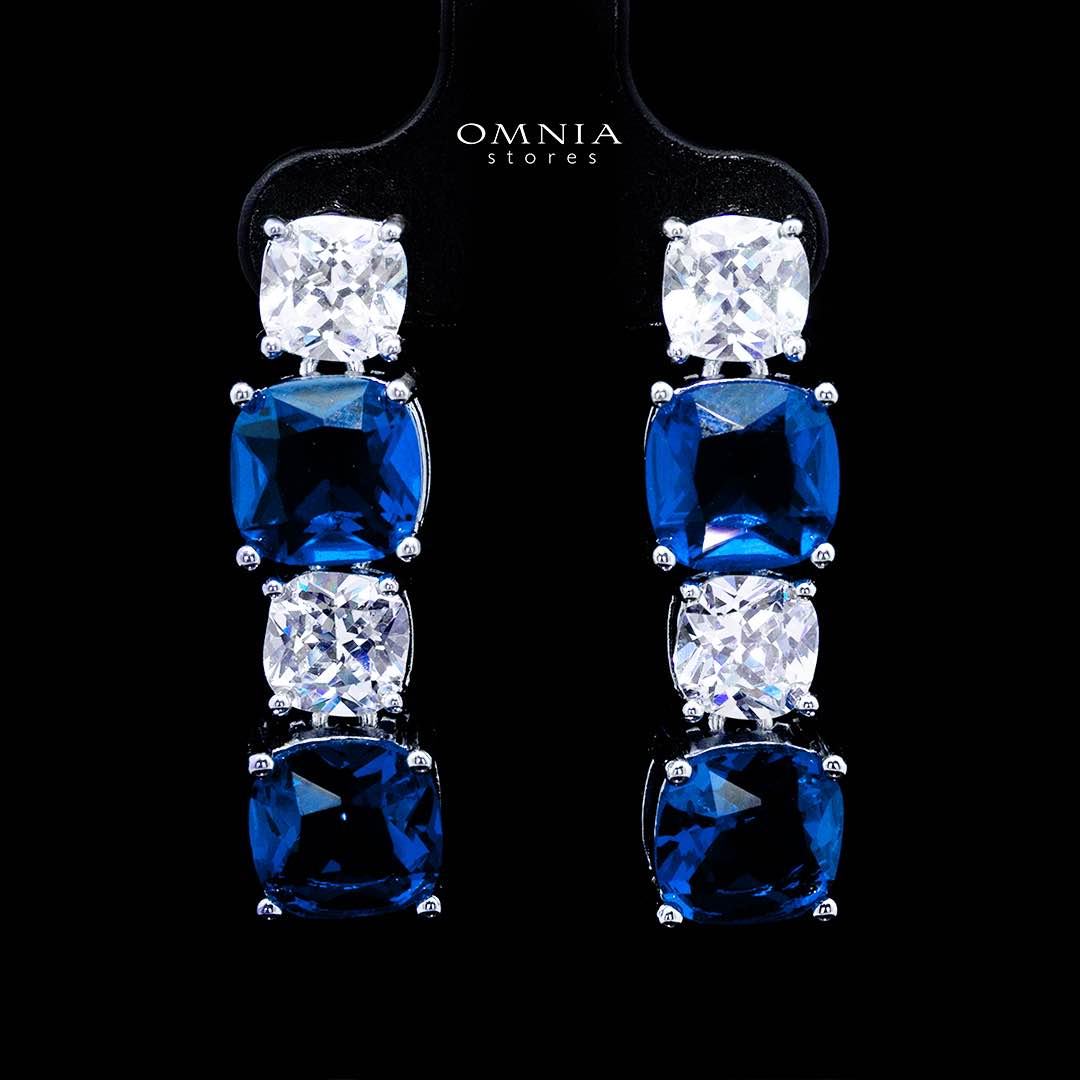 Omnia Alya Dark Blue Bridal Full Set with High-Quality Simulated Diamonds Rhodium Plated