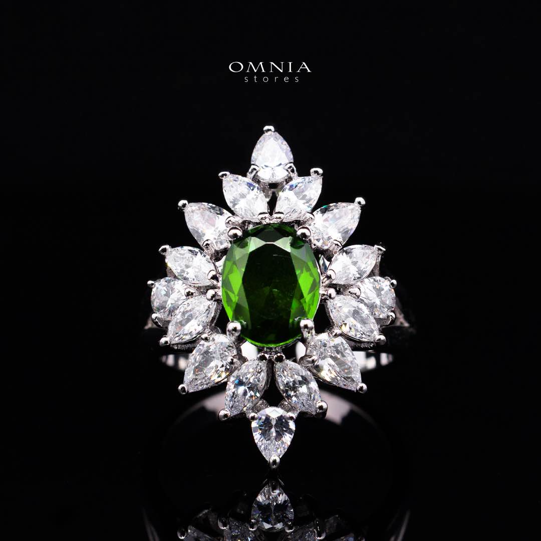 Omnia Dema Emerald Green and Yellow Bridal Full Set in High Quality Simulated Diamonds Premium Rhodium Plated - OMNIASTORES UAE