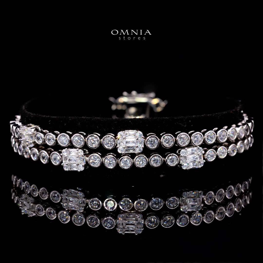 Omnia Fayza White Bracelet in 925 Silver with High Quality Simulated Diamonds - OMNIASTORES UAE