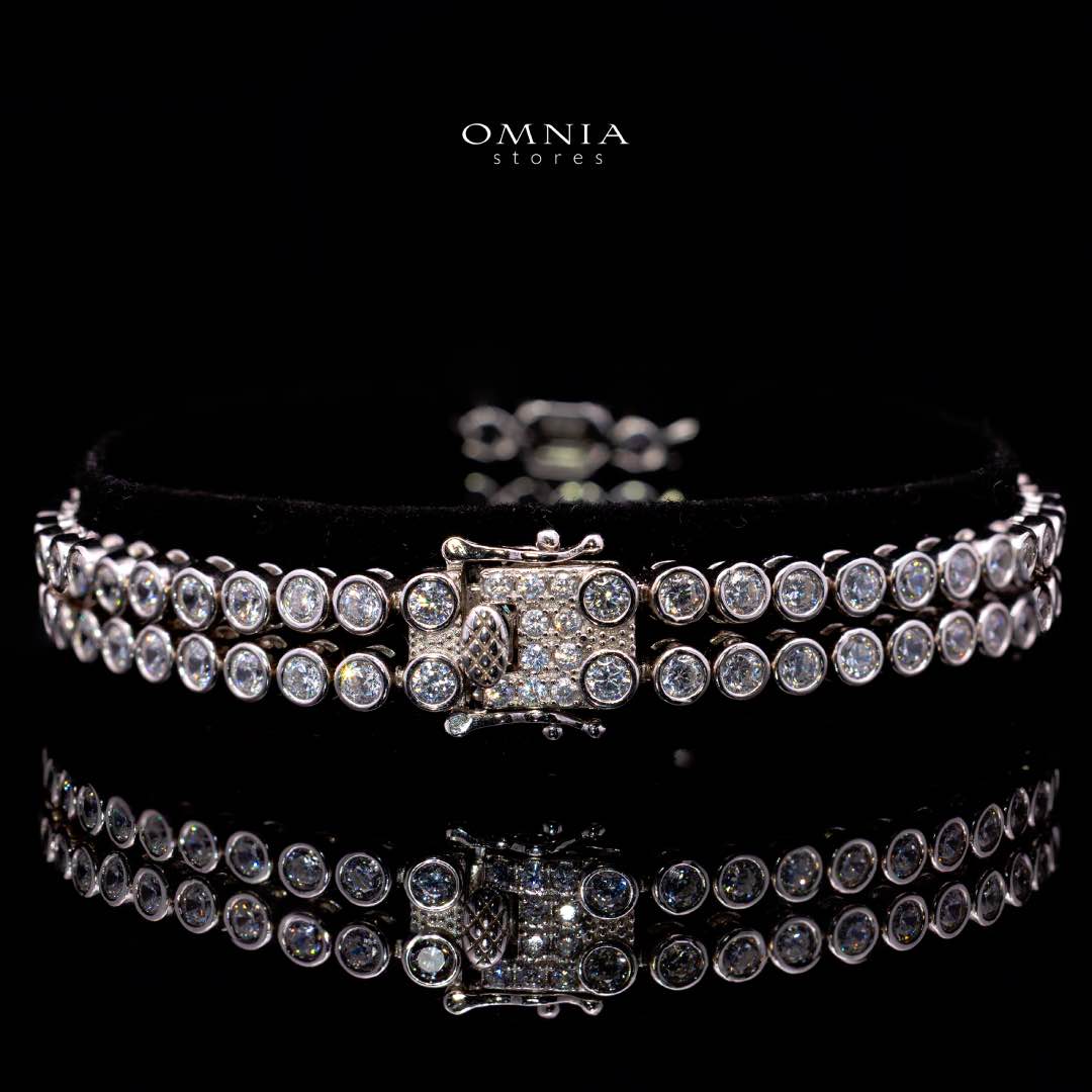 Omnia Fayza White Bracelet in 925 Silver with High Quality Simulated Diamonds - OMNIASTORES UAE