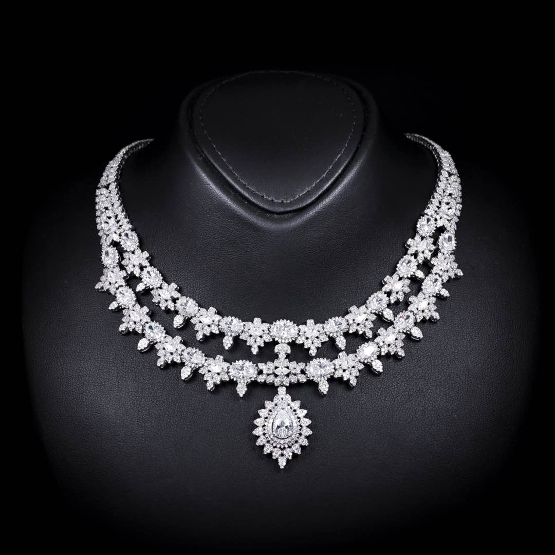 Osha White Bridal Full Set in 925 Silver High Quality Simulated Diamonds