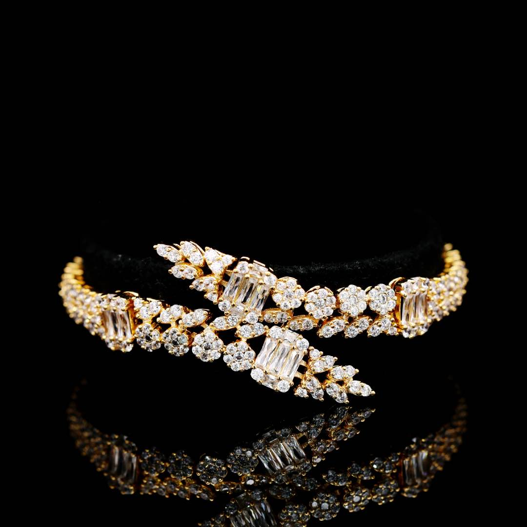 Omnia Elham Gold Plated Bridal Full Set in High Quality Zircon Stone Premium Rhodium Plated