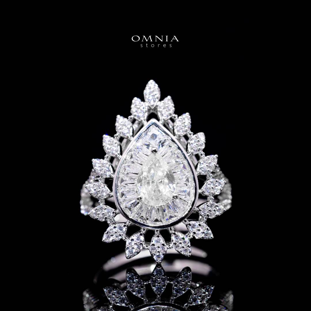 Omnia Keyla White Luxury Bridal Long Chain Full Set in High Quality Zircon Stone Rhodium Plated(only available in KSA)