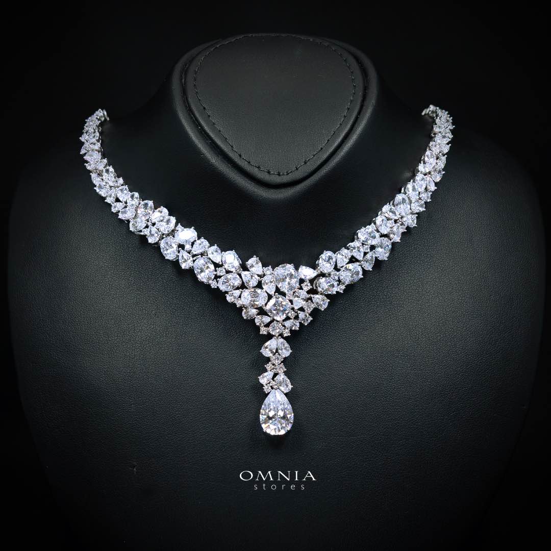 Omnia Reman White Bridal Full Set in High Quality Zircon Stone Premium Rhodium Plated (15cm only available in KSA) - OMNIASTORES UAE