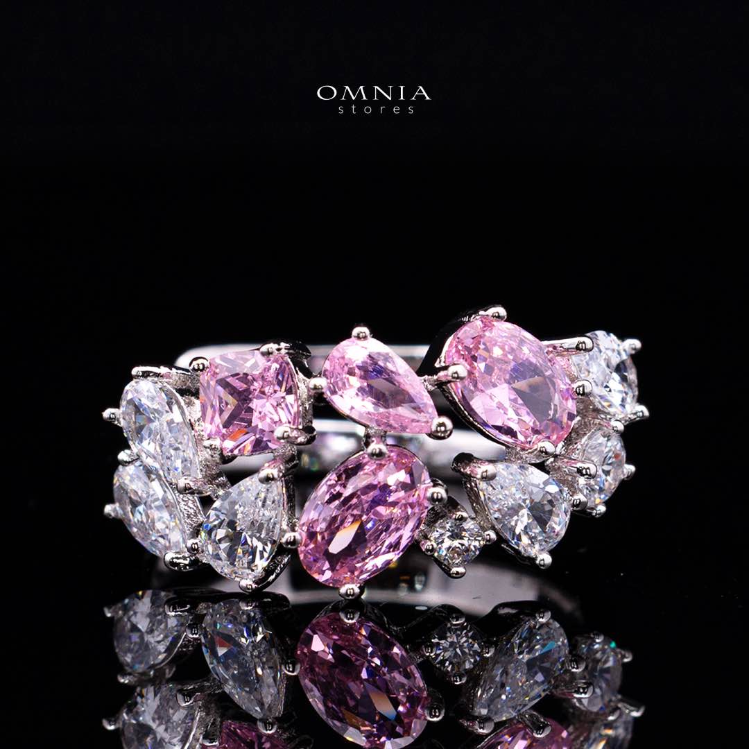 Omnia Reman Pink Full Set in High Quality Zircon Stone in Rhodium Plated