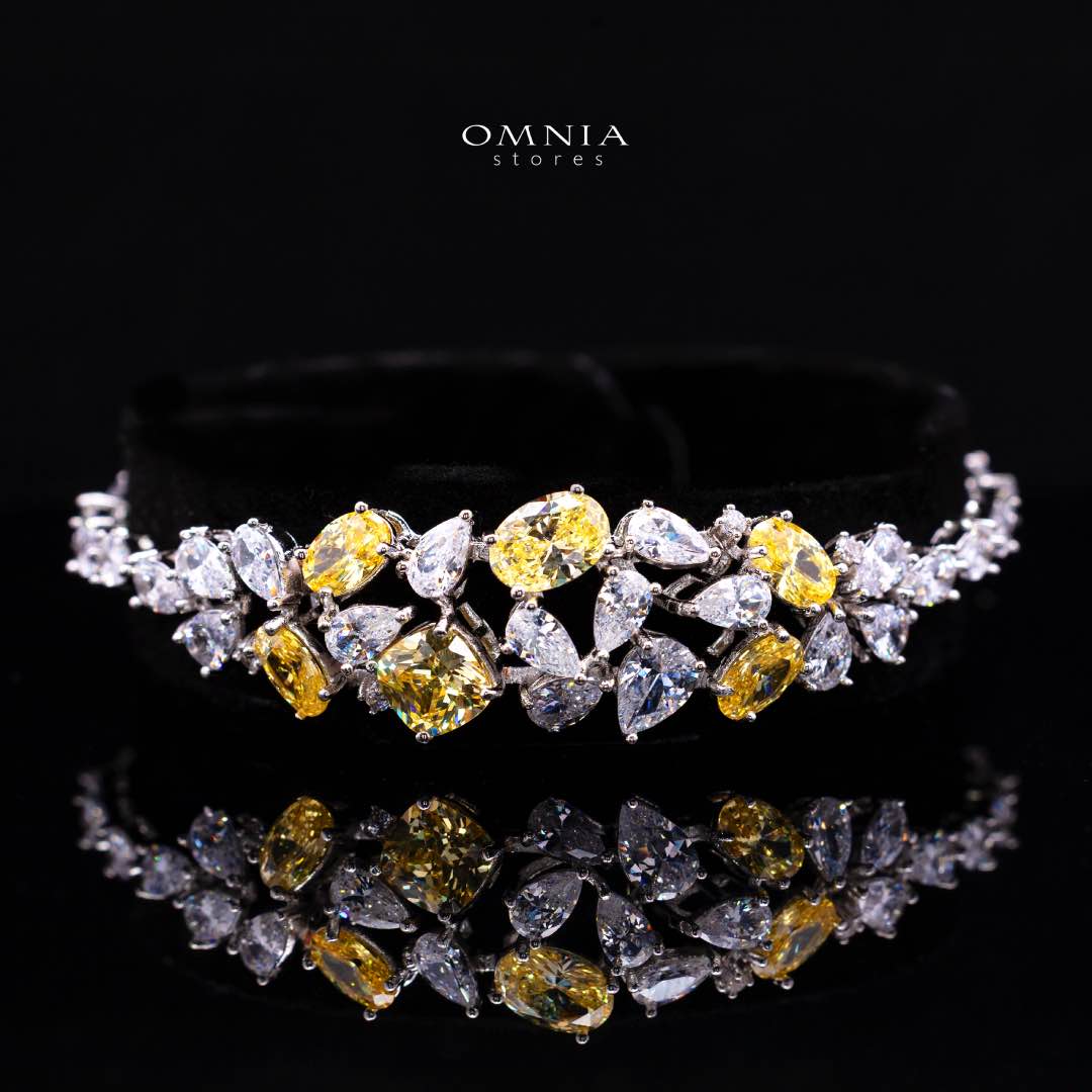Omnia Reman Yellow Full Set Accessories in High Quality Zircon Stone in Rhodium Plated
