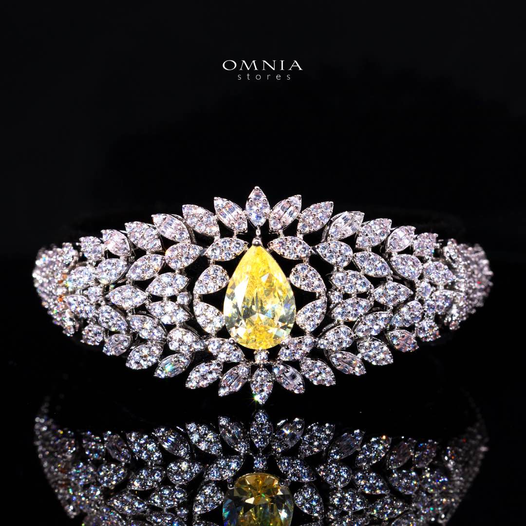 Omnia Asrar Yellow Bridal Full Set in High Quality Zircon Stone Premium Rhodium Plated - OMNIASTORES UAE