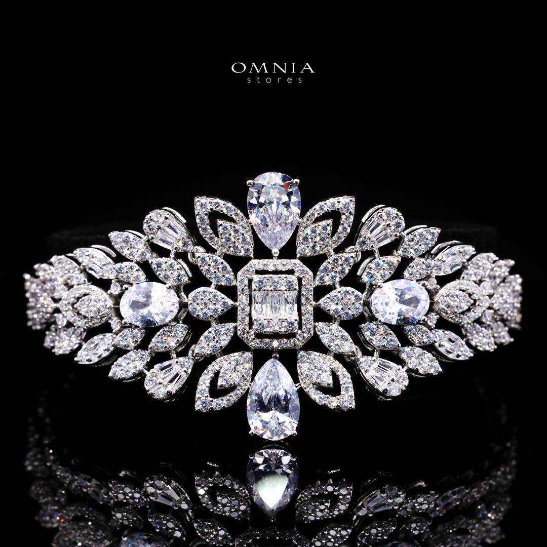 Omnia Athar White Luxury Bridal Full Set in High Quality Zircon Stone Premium Rhodium Plated - OMNIASTORES UAE