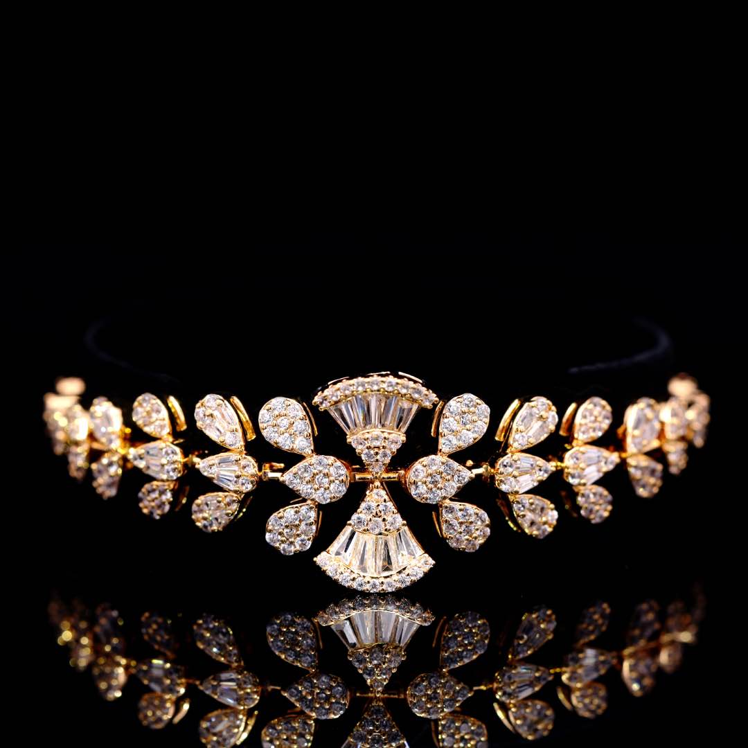 Omnia Camilla Gold Luxury Bridal Full Set in High Quality Rhodium Plated Zircon Stones