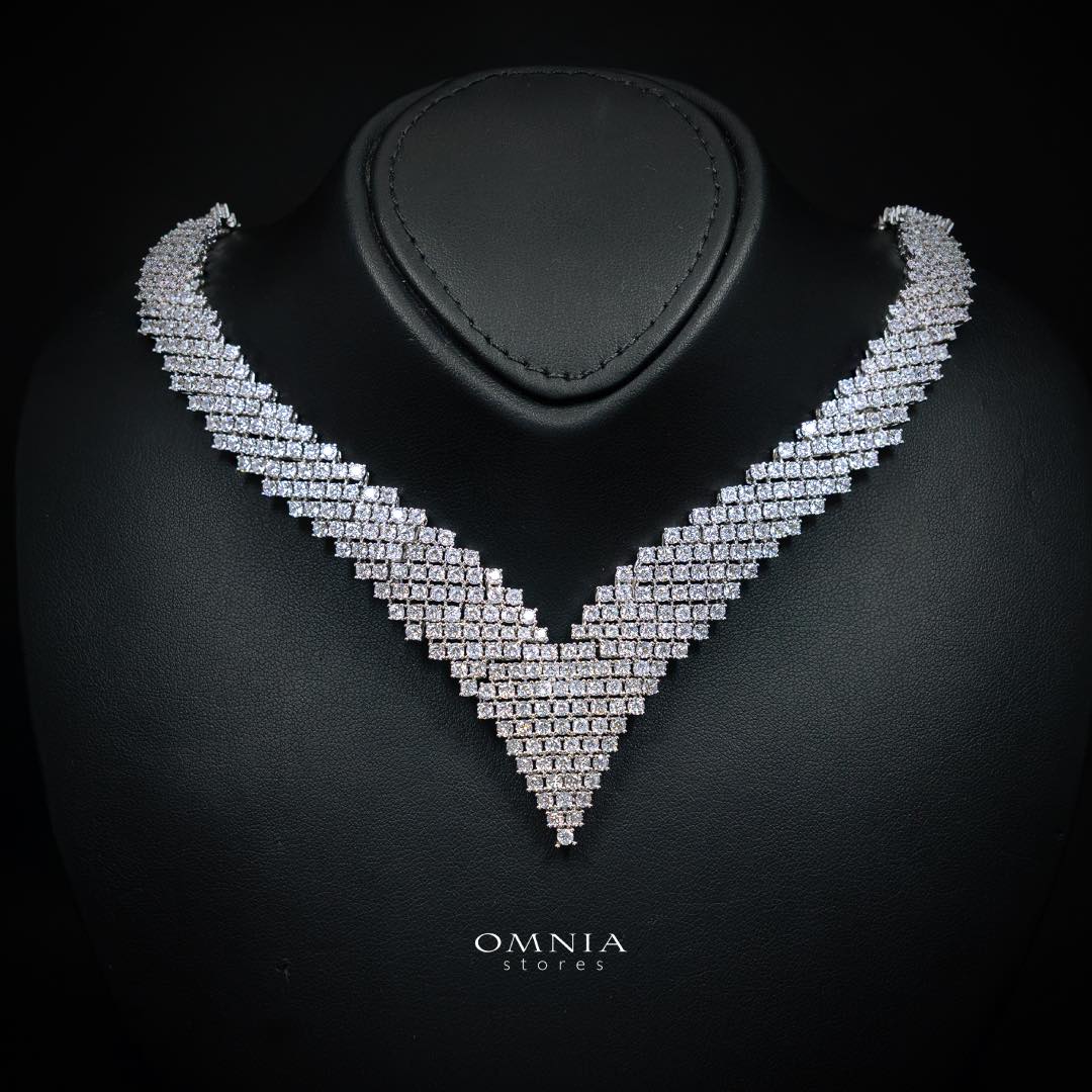 Omnia Thea Bridal Full Set Accessories High Quality Zircon Stone in Rhodium Plated