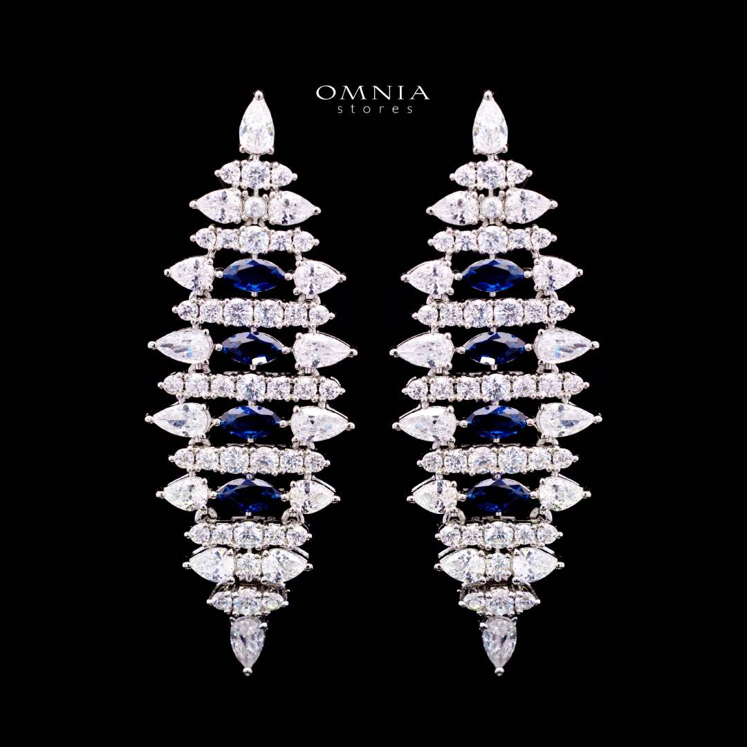 Omnia Lana Blue Bridal Full Set in High Quality Zircon Stone Premium Rhodium Plated