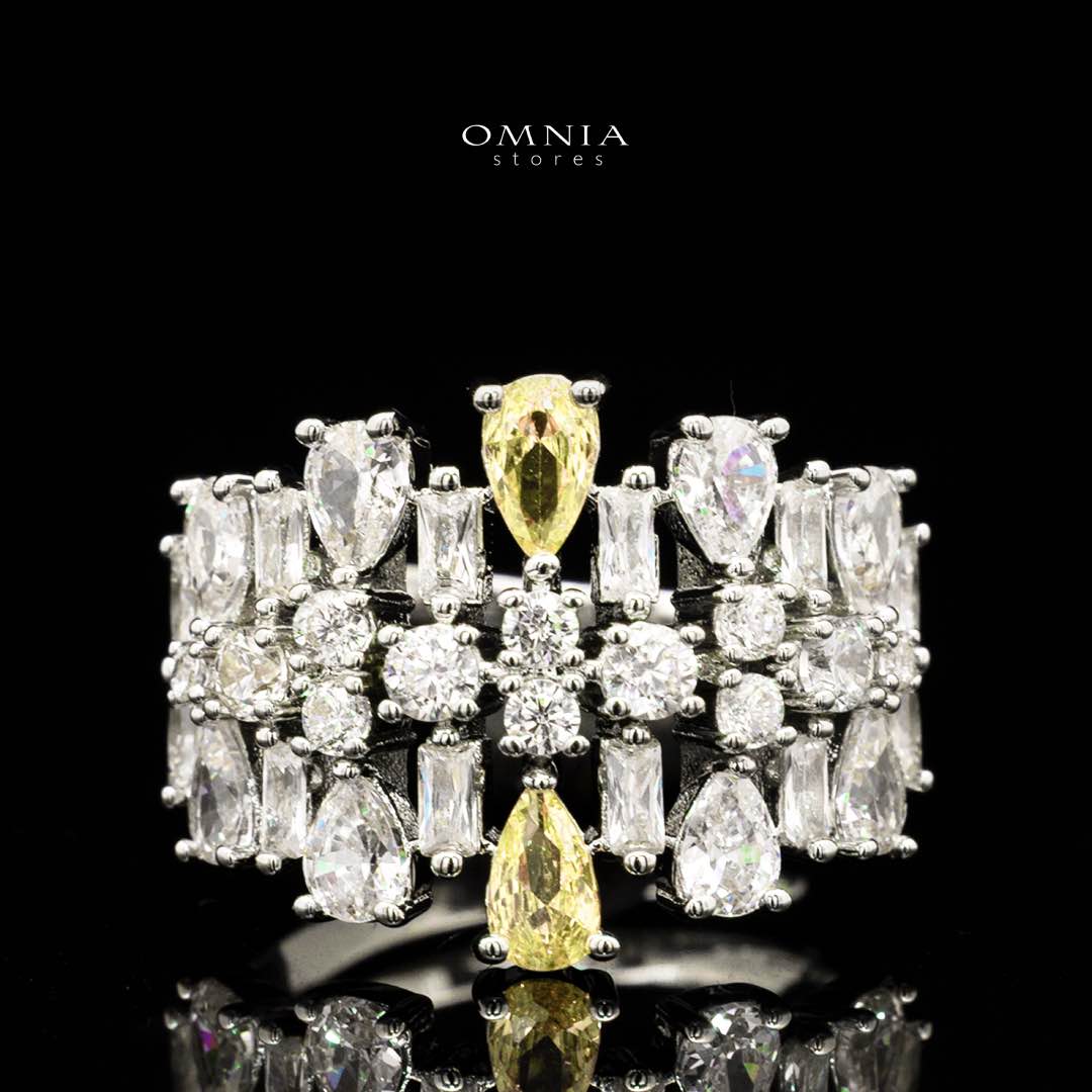 Omnia Nisrine Yellow Bridal Full Set in High Quality Zircon Stone Premium Rhodium Plated