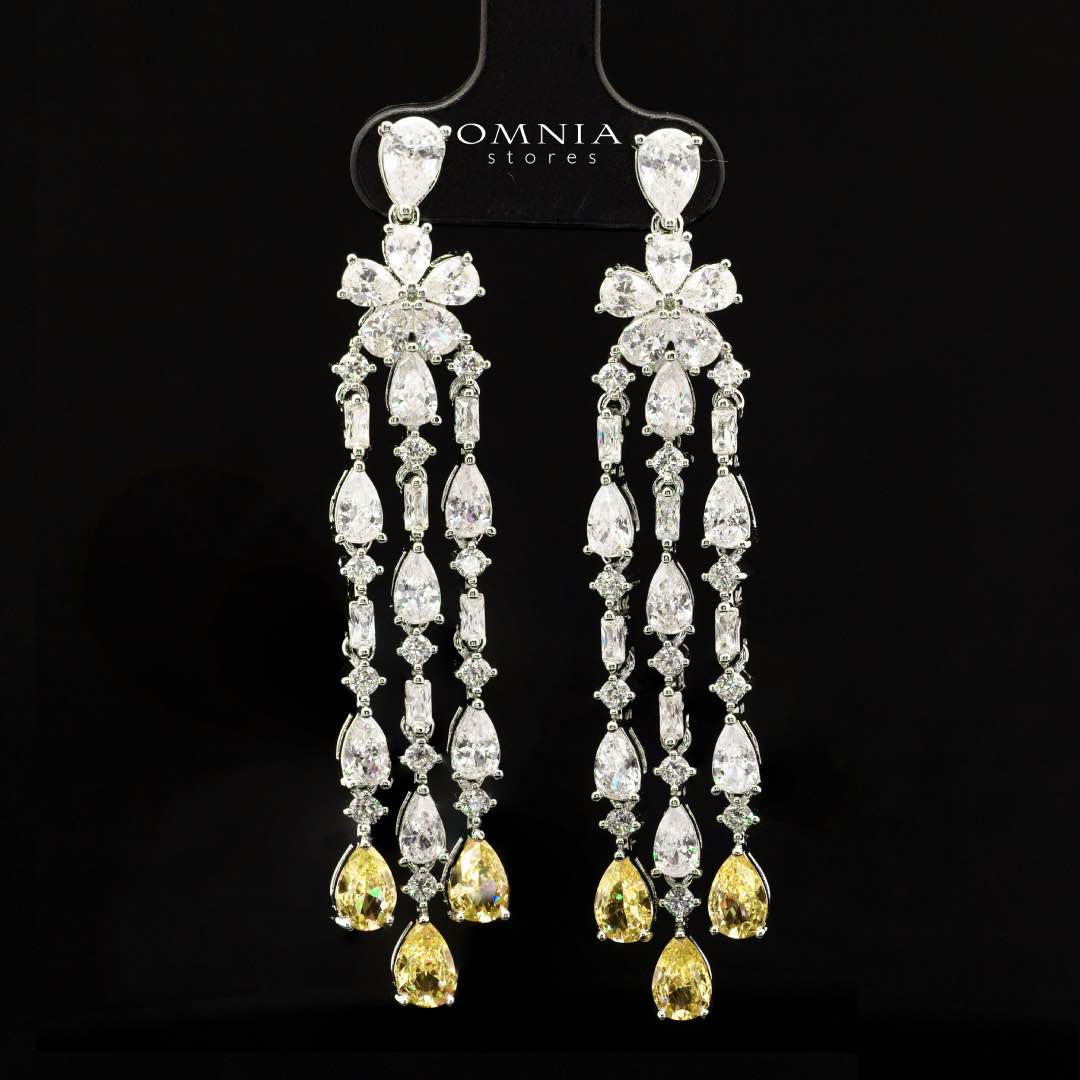 Omnia Nisrine Yellow Bridal Full Set in High Quality Zircon Stone Premium Rhodium Plated