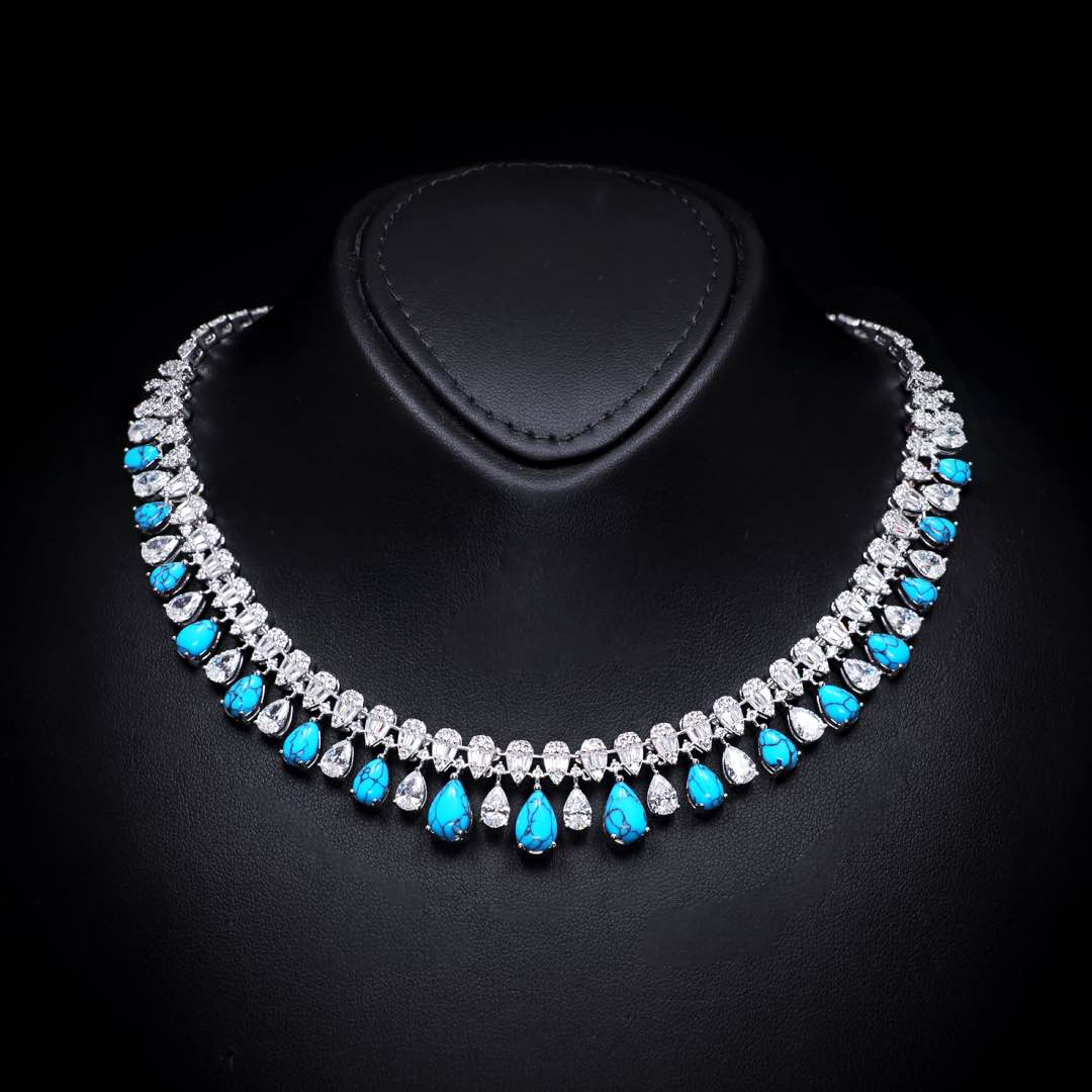 Omnia Lea Bridal Full Set Accessories in High Quality Zircon Stone Premium Rhodium Plated