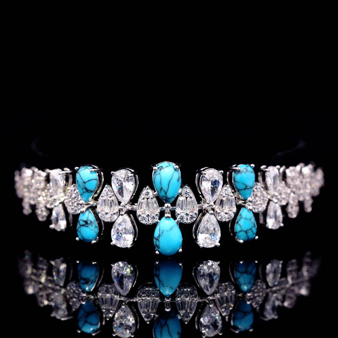Omnia Lea Bridal Full Set Accessories in High Quality Zircon Stone Premium Rhodium Plated