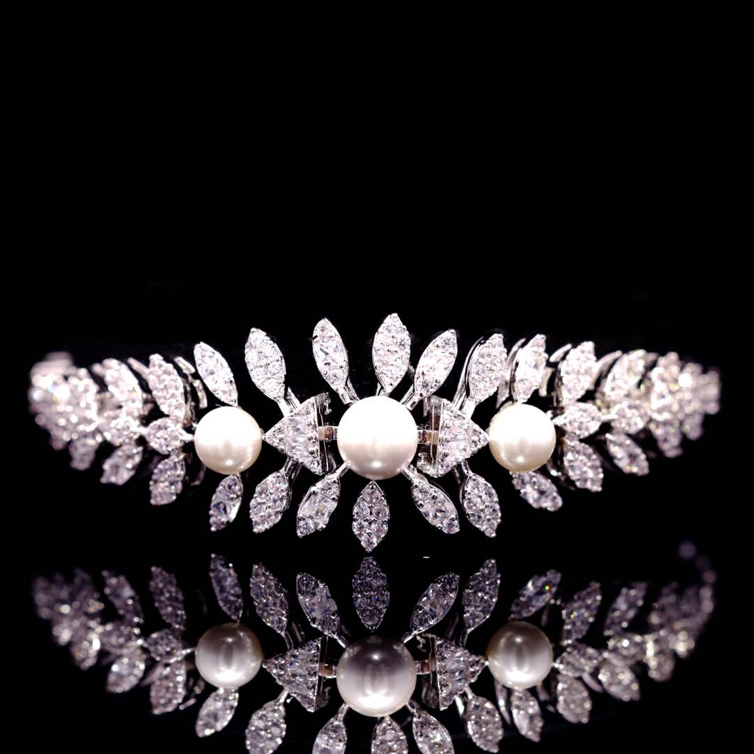 Omnia Shaika White Luxury Bridal Full Set in High Quality Zircon Stone Premium Rhodium Plated - OMNIASTORES UAE