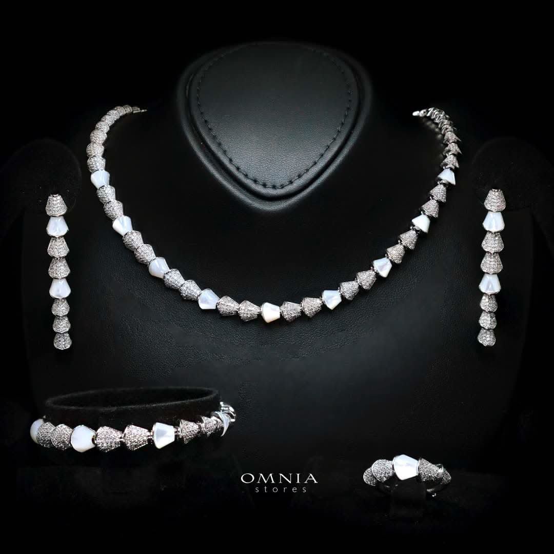 Omnia Sanya White Luxury Bridal Full Set in High Quality Zircon Stone Premium Rhodium Plated