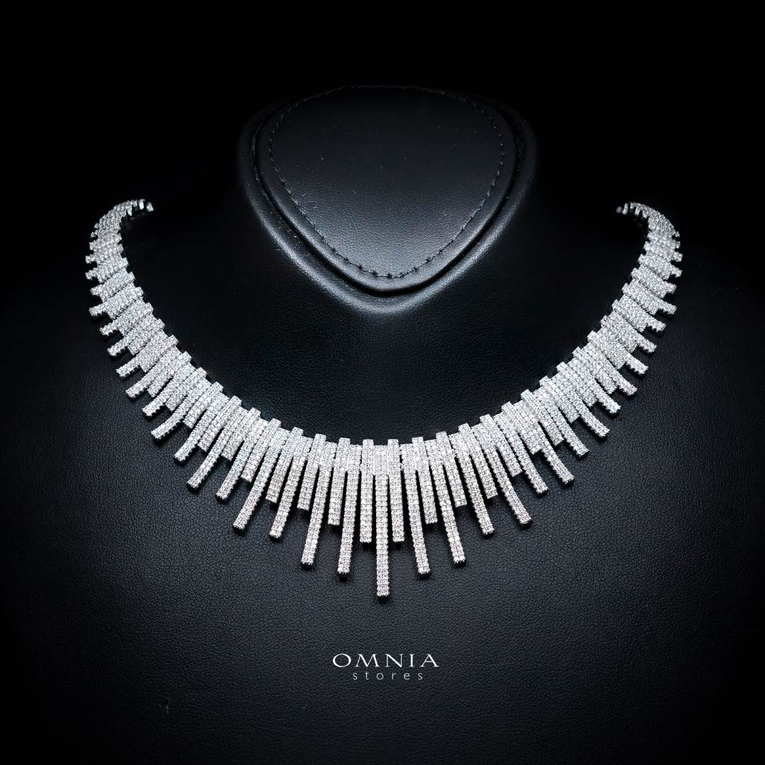 Omnia Ashley White Luxury Bridal Full Set Accessories High Quality Zircon Stone Premium Rhodium Plated - OMNIASTORES UAE