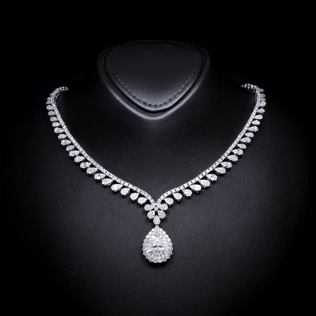 Omnia Valerie White Luxury Bridal Full Set in High Quality Zircon Stone Premium Rhodium Plated