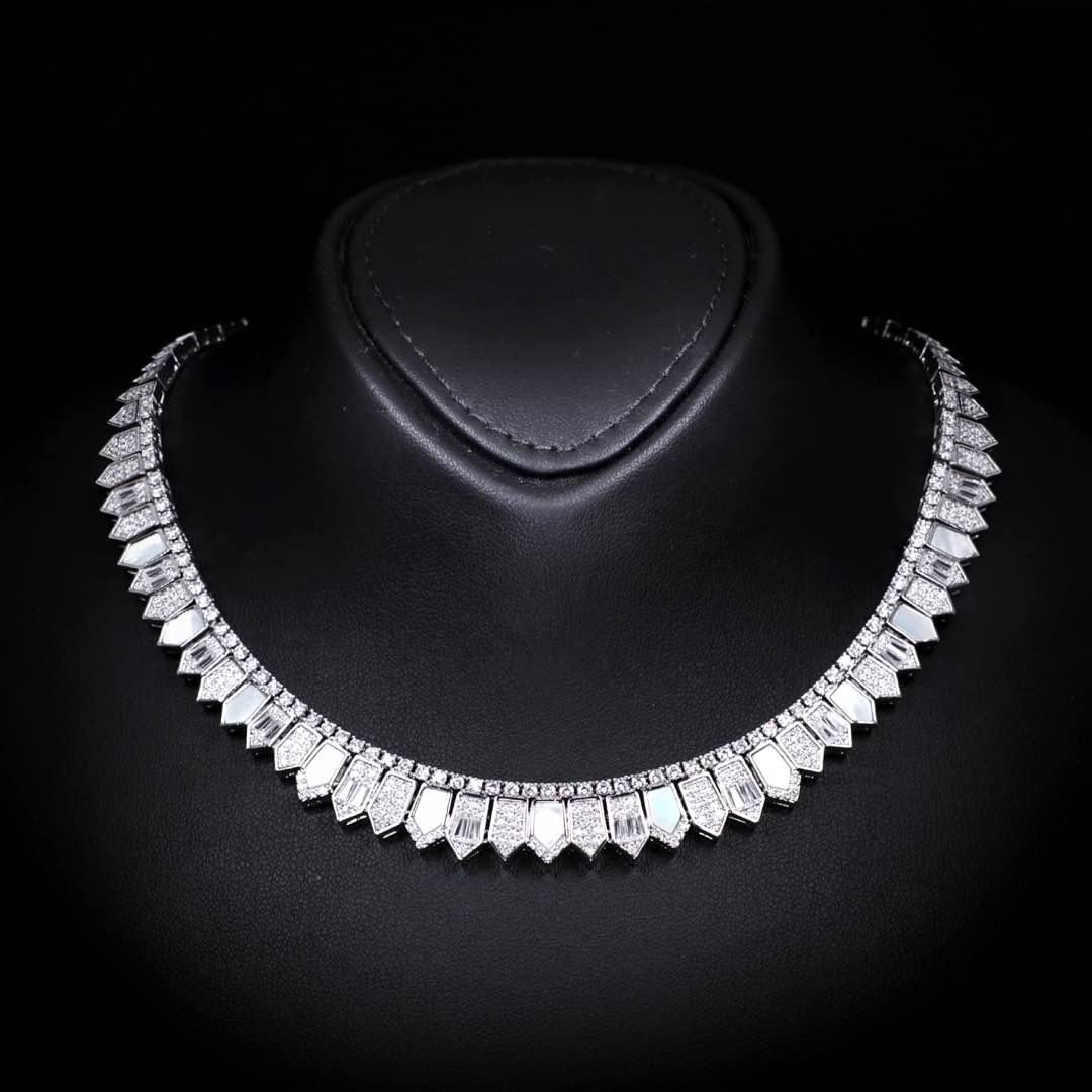 Omnia Shareefa White Luxury Bridal Full Set Accessories in High Quality Zircon Stone Premium Rhodium Plated