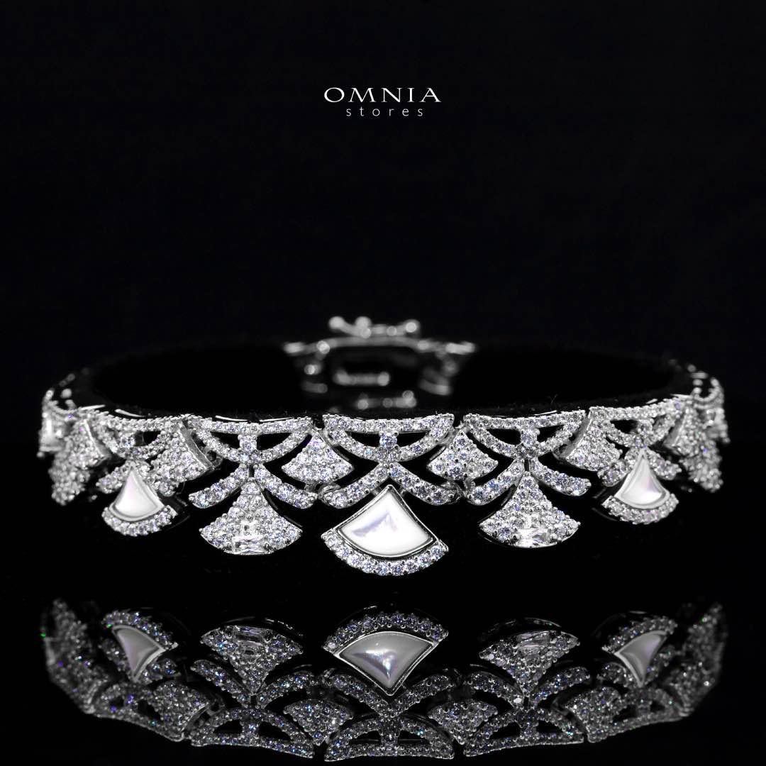 Omnia Bita White Bridal Full Set in High Quality Zircon Stone in Rhodium Plated