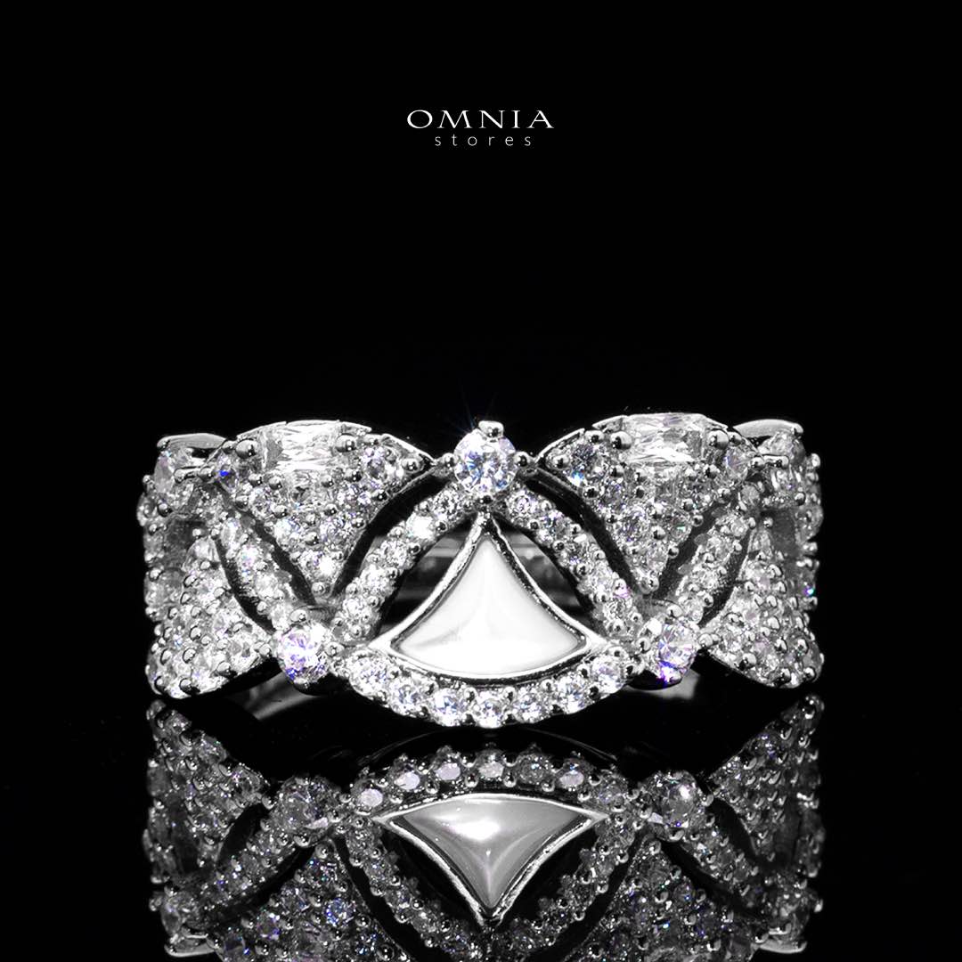 Omnia Bita White Bridal Full Set in High Quality Zircon Stone in Rhodium Plated