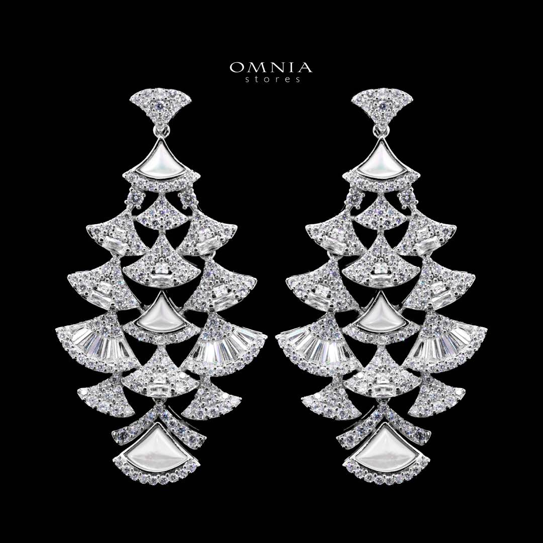 Omnia Bita White Bridal Full Set in High Quality Zircon Stone in Rhodium Plated