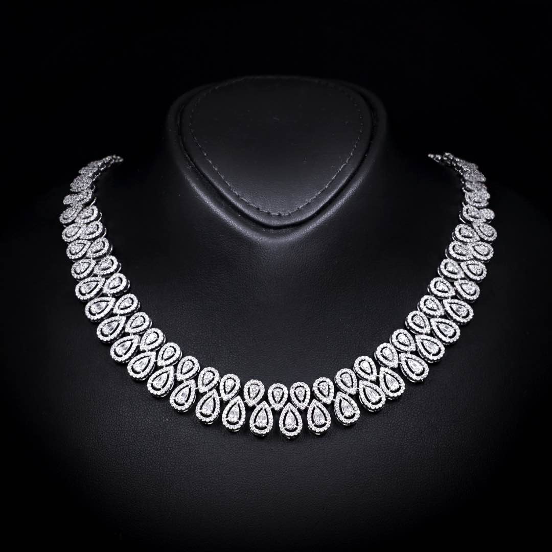 Omnia Kanzah Luxury Bridal White Full Set in High Quality Zircon Stone Premium Rhodium Plated - OMNIASTORES UAE