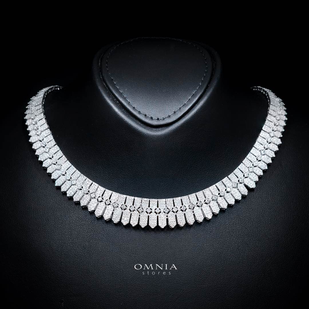 Omnia Jessica White Luxury Bridal Full Set in High Quality Zircon Stone Premium Rhodium Plated
