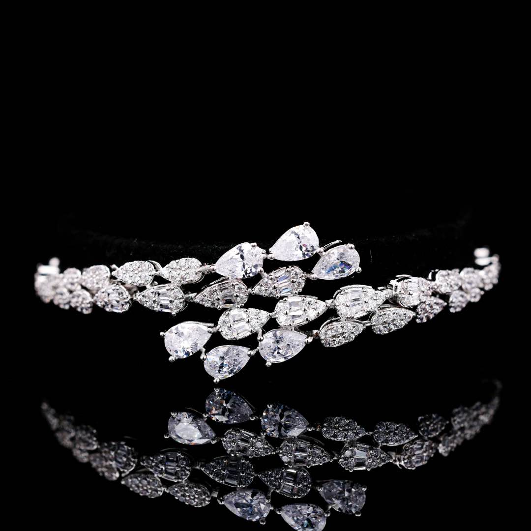 Omnia Senna Luxury Bridal White Full Set in High Quality Zircon Stone Premium Rhodium Plated