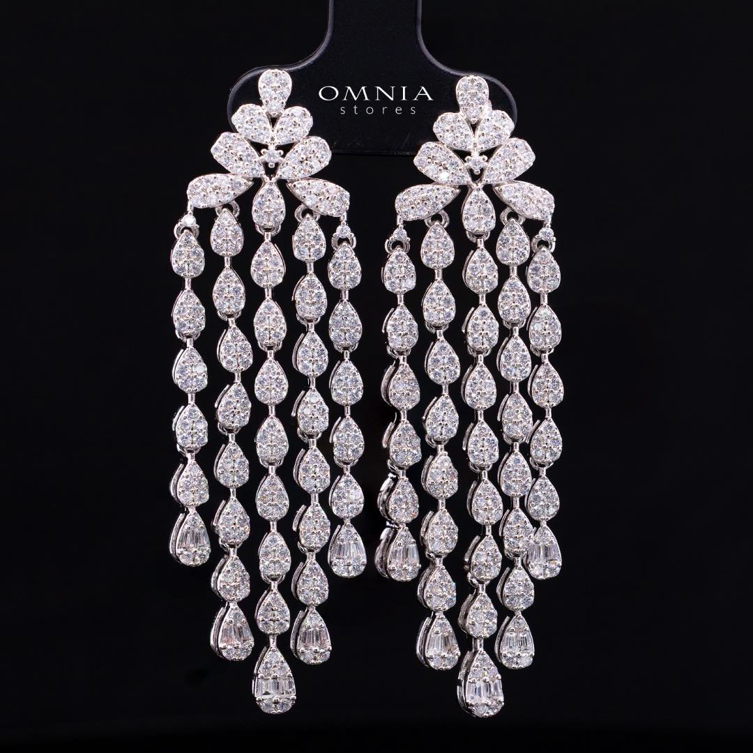 Omnia Beretta Luxury White Bridal Full Set in High Quality Zircon Stone Rhodium Plated
